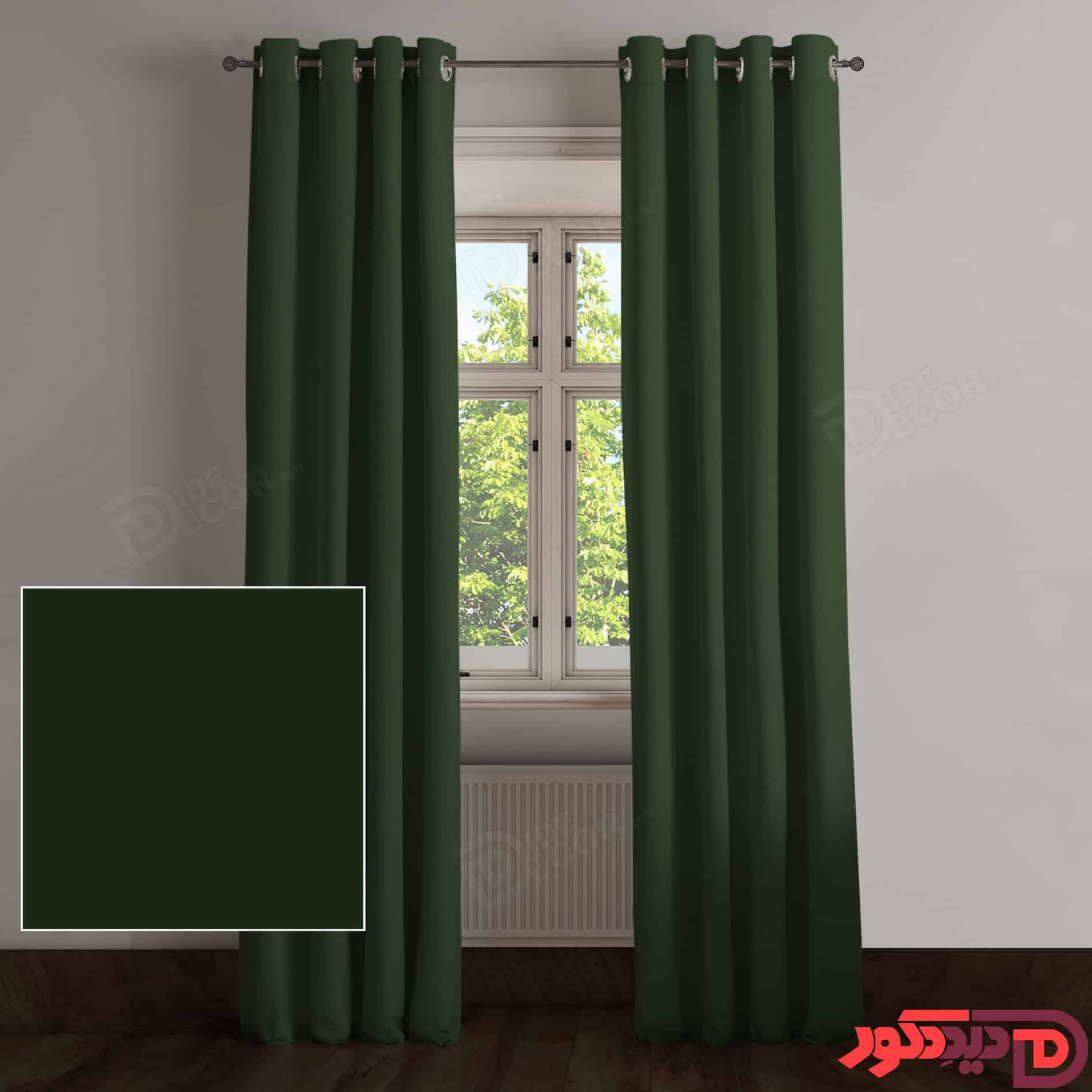 پرده پانچ کتان سبز کد 588