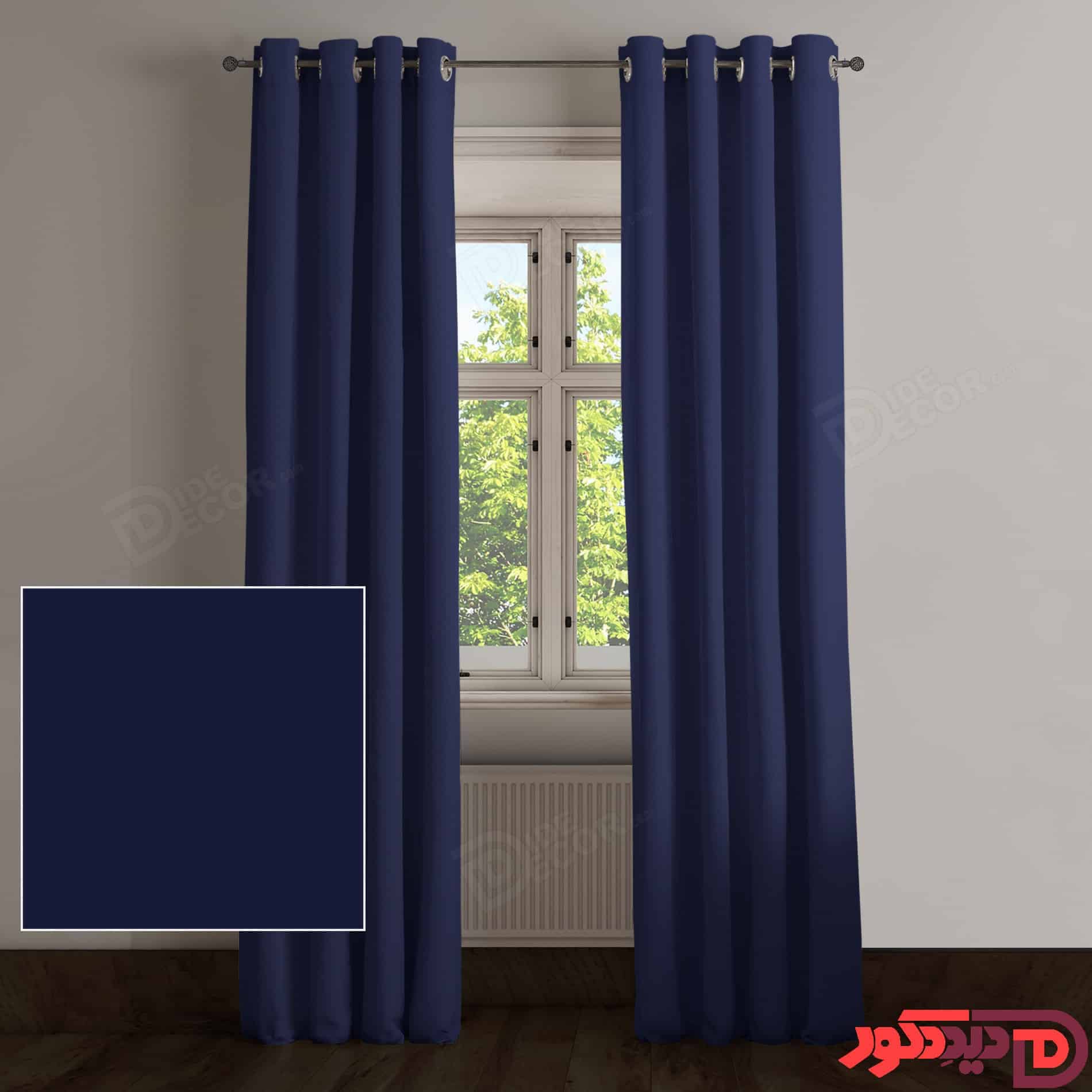 پرده پانچ کتان آبی نفتی کد 264201