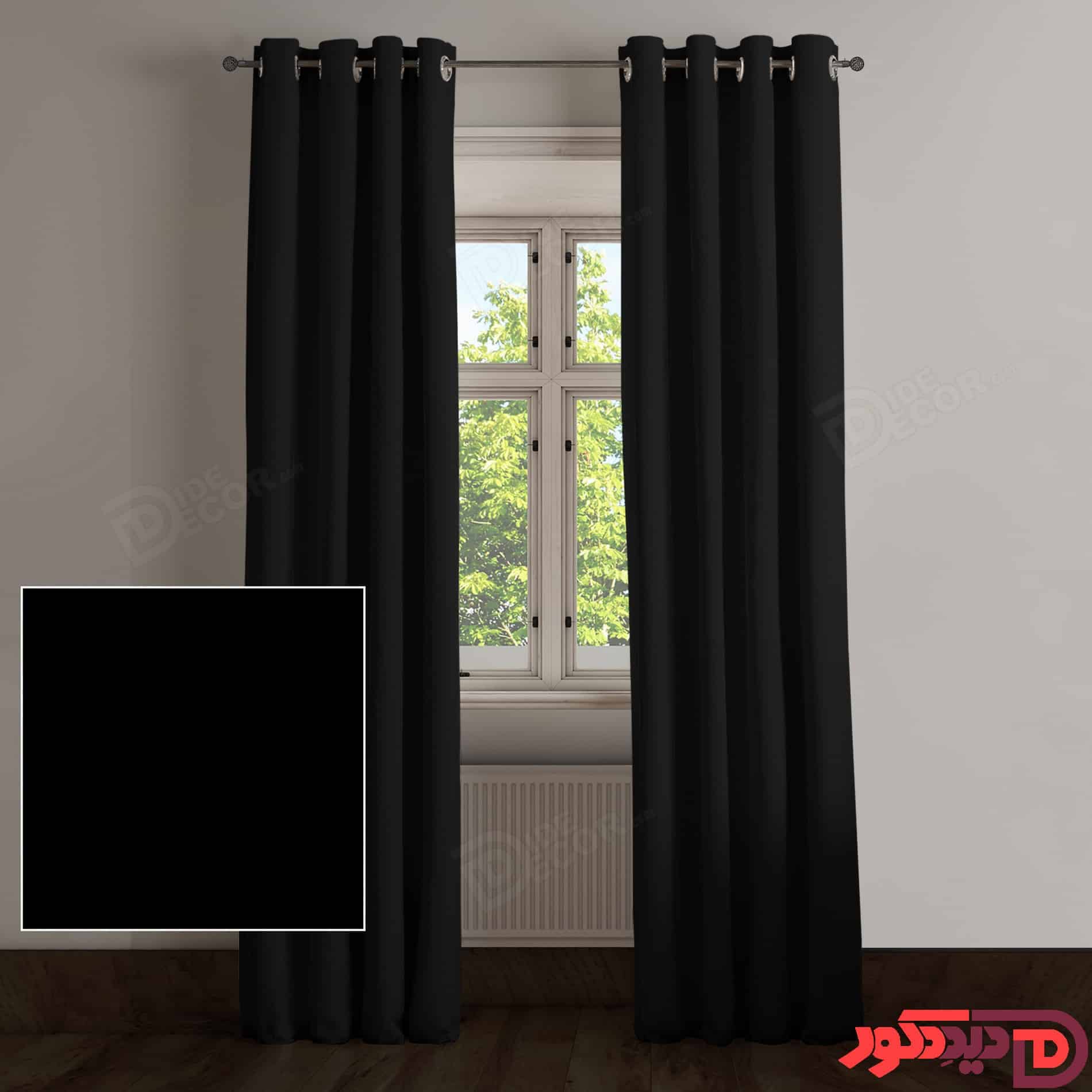 پرده پانچ کتان رنگ سیاه کد 9513