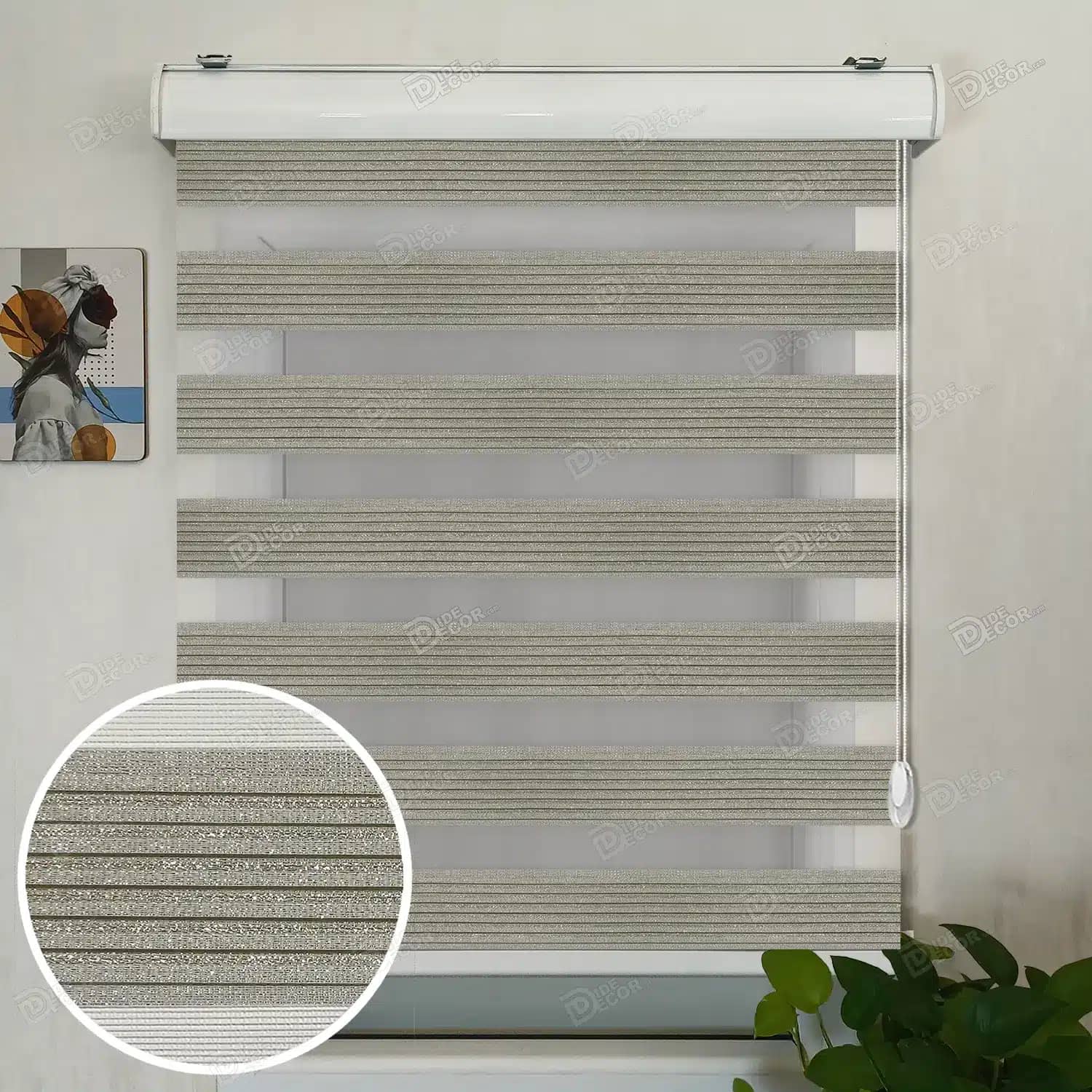 پرده زبرا پلیسه ریز رنگ طلایی با لمه طلایی کد T2530